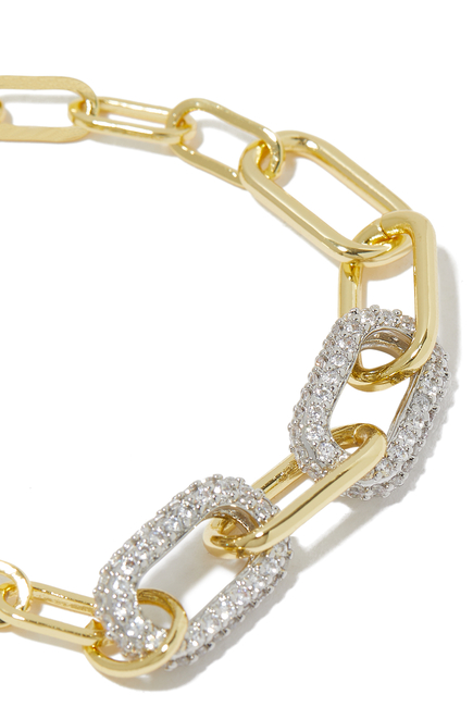 Pavé Link Bracelet, 18k Gold & Rhodium Plated Brass